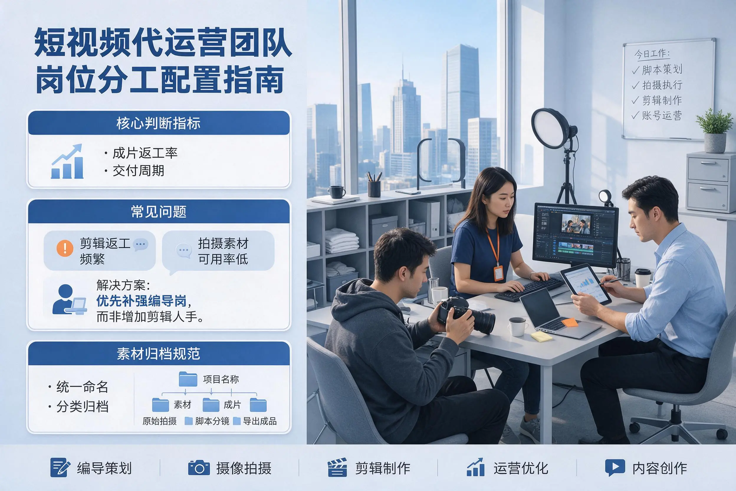 短视频代运营团队如何配置？泉州企业岗位分工科普说明