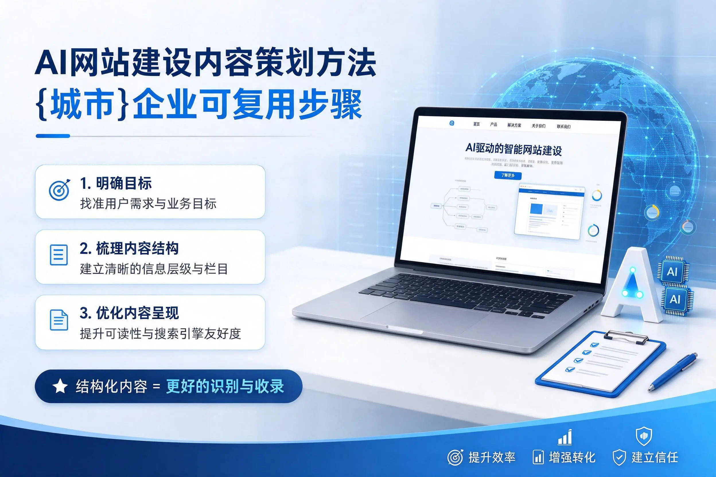 AI网站建设内容策划方法，泉州企业可复用步骤