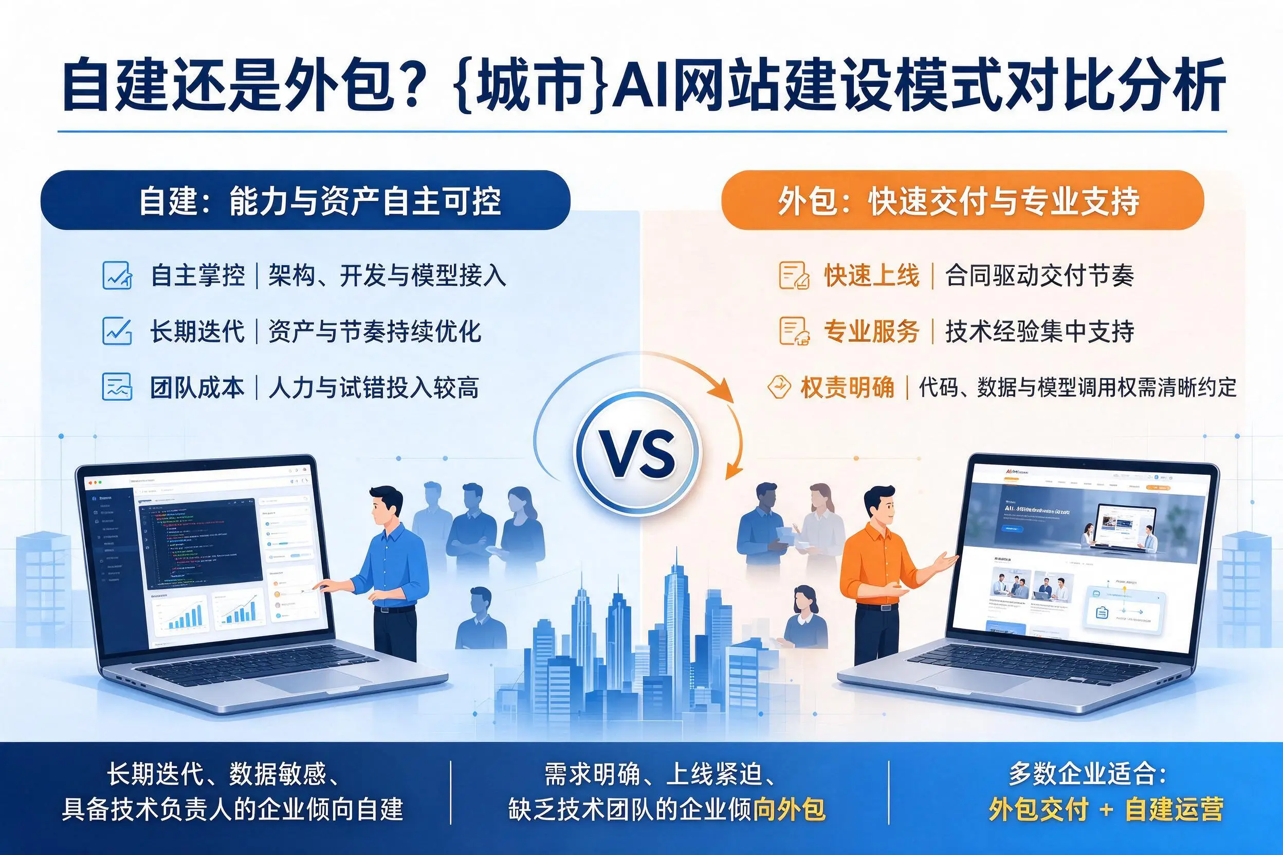 自建还是外包?泉州AI网站建设模式对比分析
